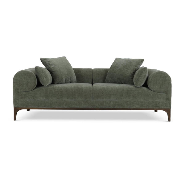 Arcadia Sofa in Walnut w/ Thames Moss Green Performance Fabric-Blue Hand Home