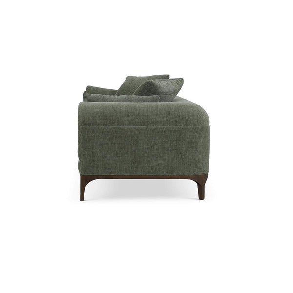 Arcadia Sofa in Walnut w/ Thames Moss Green Performance Fabric-Blue Hand Home
