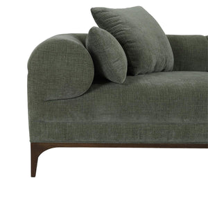 Arcadia Sofa in Walnut w/ Thames Moss Green Performance Fabric-Blue Hand Home