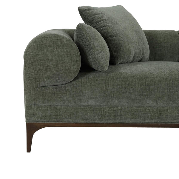 Arcadia Sofa in Walnut w/ Thames Moss Green Performance Fabric-Blue Hand Home