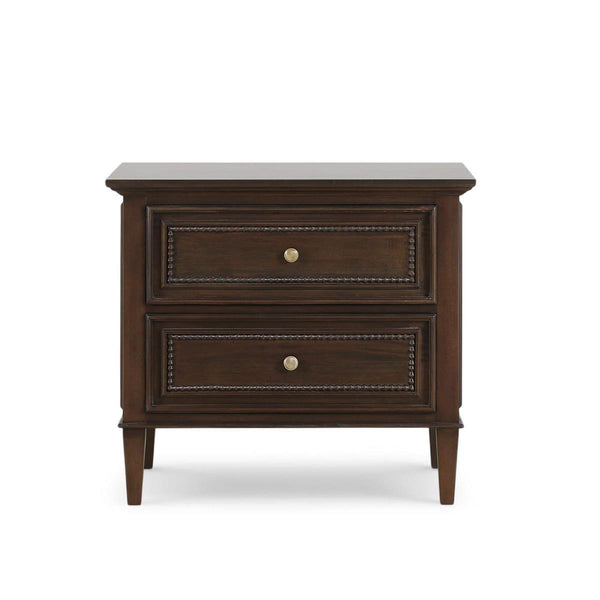 Vivienne 2 Drawer Bedside Large Table in Walnut-Blue Hand Home