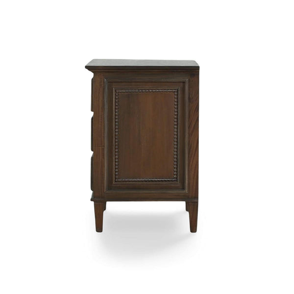 Vivienne 3 Drawer Bedside Large Table in Walnut-Blue Hand Home