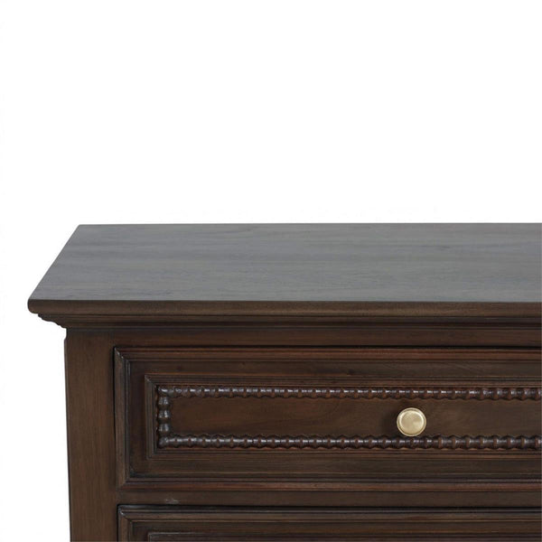 Vivienne 3 Drawer Bedside Large Table in Walnut-Blue Hand Home