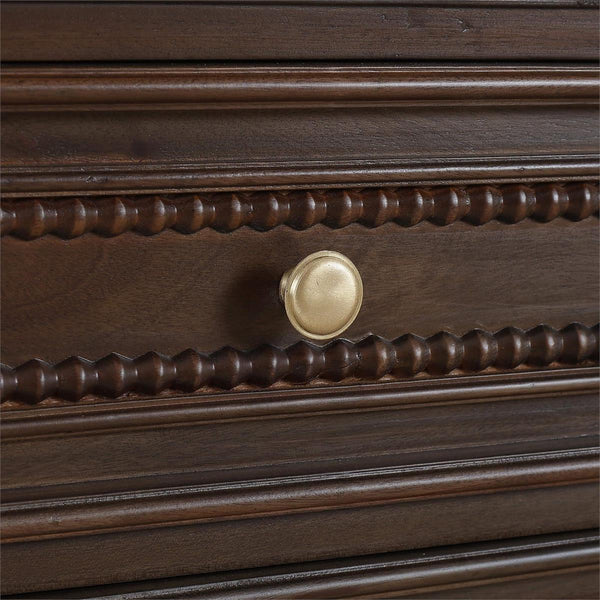 Vivienne 3 Drawer Bedside Large Table in Walnut-Blue Hand Home