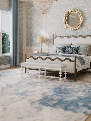Chloe King Bed in Straw Wash w/ Colorado Boucle Ivory Fabric-Blue Hand Home