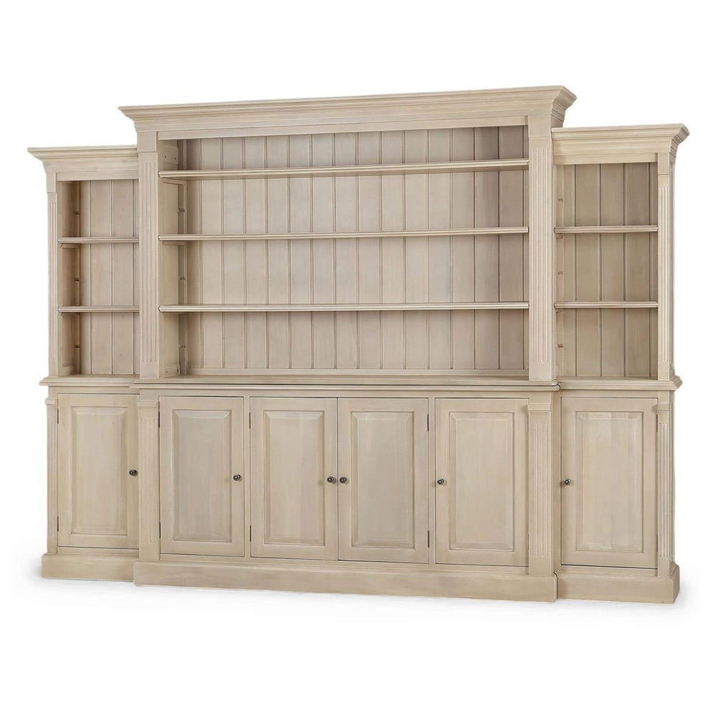 French Hens Media Cabinet w/ Glass Shelves on Sides-Blue Hand Home