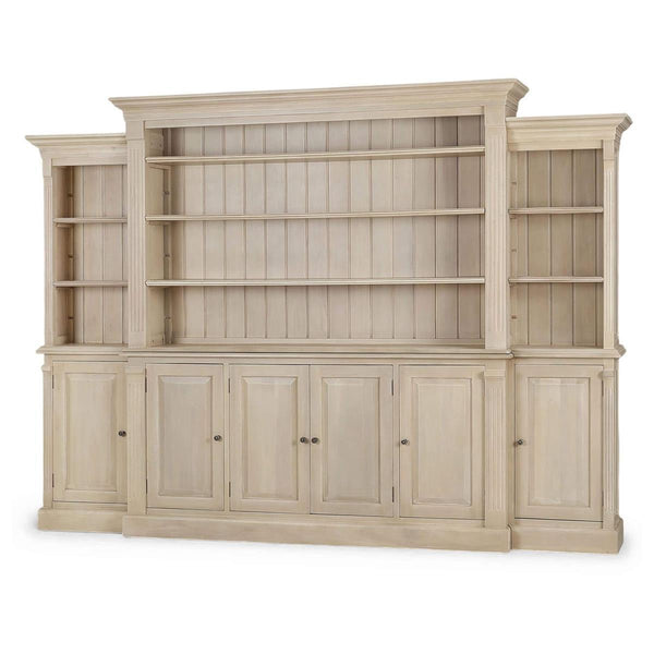 French Hens Media Cabinet w/ Glass Shelves on Sides-Blue Hand Home