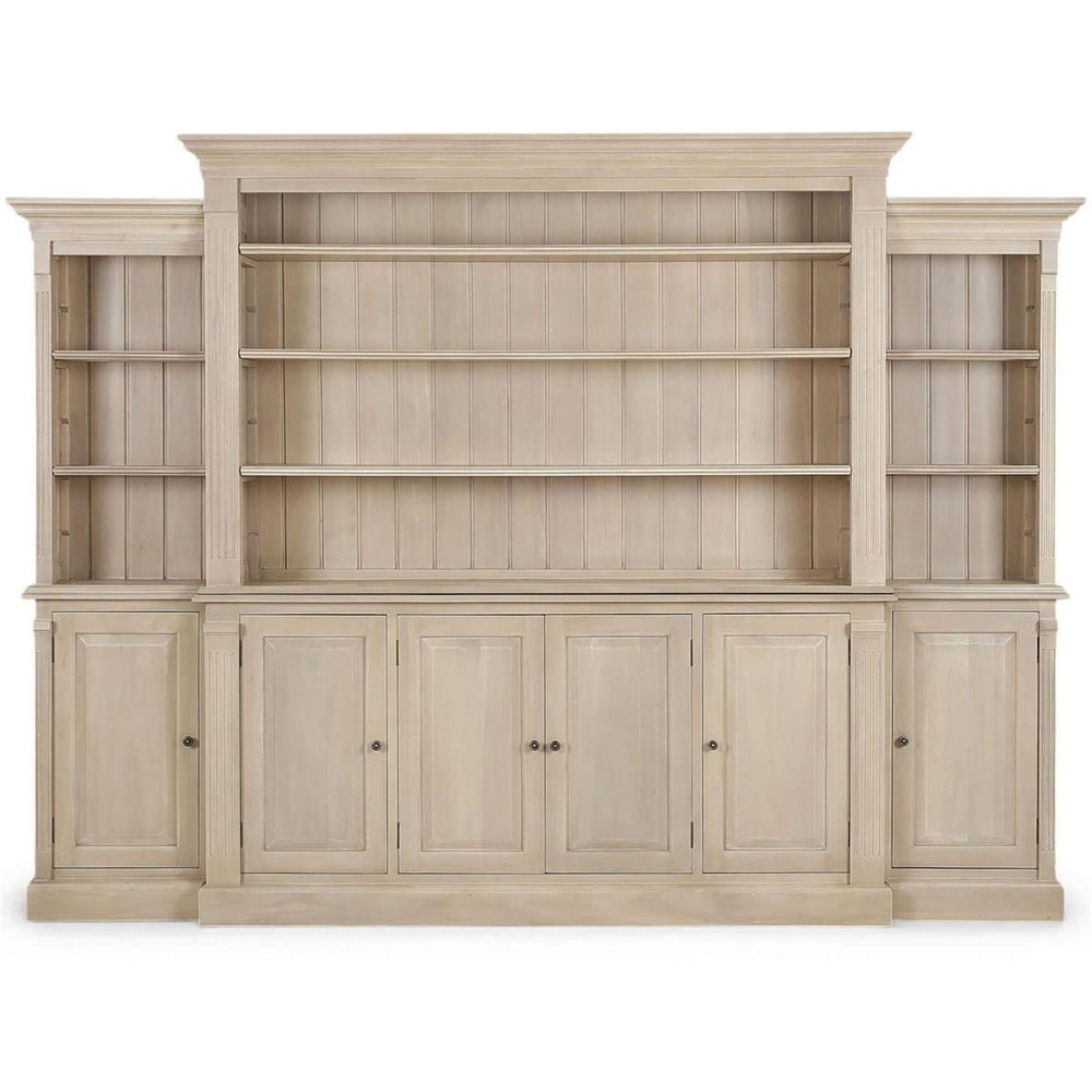 French Hens Media Cabinet w/ Glass Shelves on Sides-Blue Hand Home