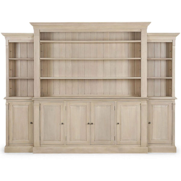 French Hens Media Cabinet w/ Glass Shelves on Sides-Blue Hand Home