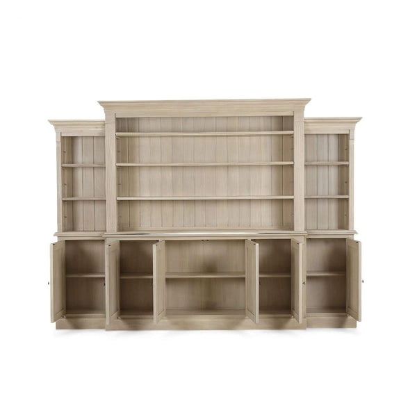 French Hens Media Cabinet w/ Glass Shelves on Sides-Blue Hand Home