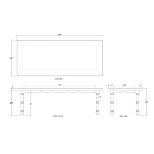 Palmetto Dining Table 96''-Blue Hand Home