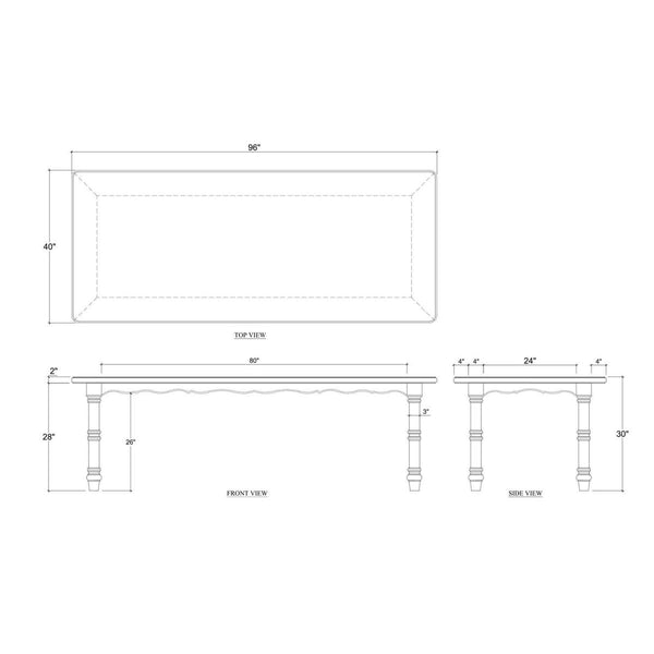 Palmetto Dining Table 96''-Blue Hand Home