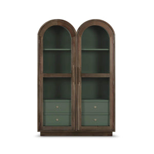 Vannes Double Dome Display Cabinet w/ Glass Doors-Blue Hand Home