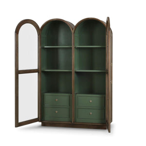 Vannes Double Dome Display Cabinet w/ Glass Doors-Blue Hand Home