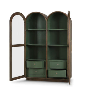 Vannes Double Dome Display Cabinet w/ Glass Doors-Blue Hand Home