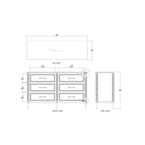 Martinique 6 Drawer Dresser In Solid Hardwood Construction-Blue Hand Home