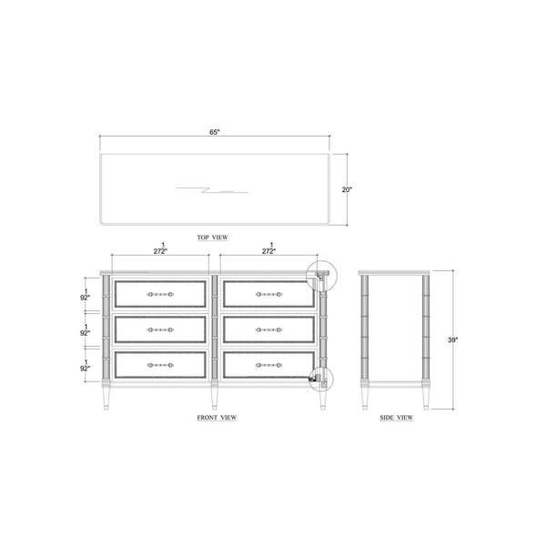 Martinique 6 Drawer Dresser In Solid Hardwood Construction-Blue Hand Home