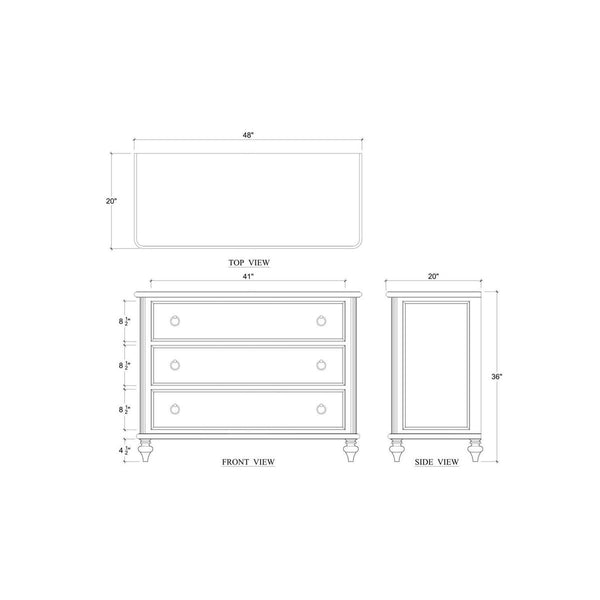 Savannah 3 Drawer Dresser in Walnut-Blue Hand Home