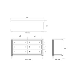 Chinois 6 Drawer Dresser - Handcrafted Solid Wood Bedroom Storage-Blue Hand Home