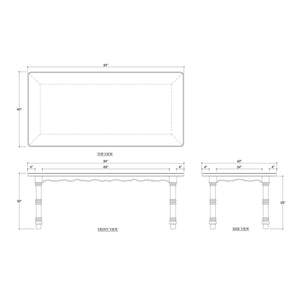 Palmetto Solid Hardwood Rectangular Dining Table 84 Inch-Blue Hand Home