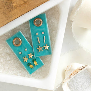 Starfish Velvet Set/3 Stud Gift Set-Blue Hand Home