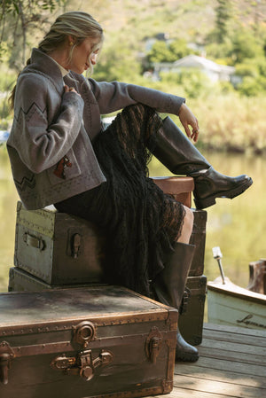 HORSE KNIT SWEATER CARDIGAN MSW10807-Blue Hand Home