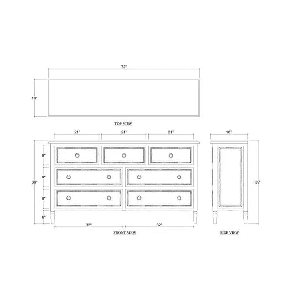 Cholet 7 Drawer Dresser in Architectural White-Blue Hand Home