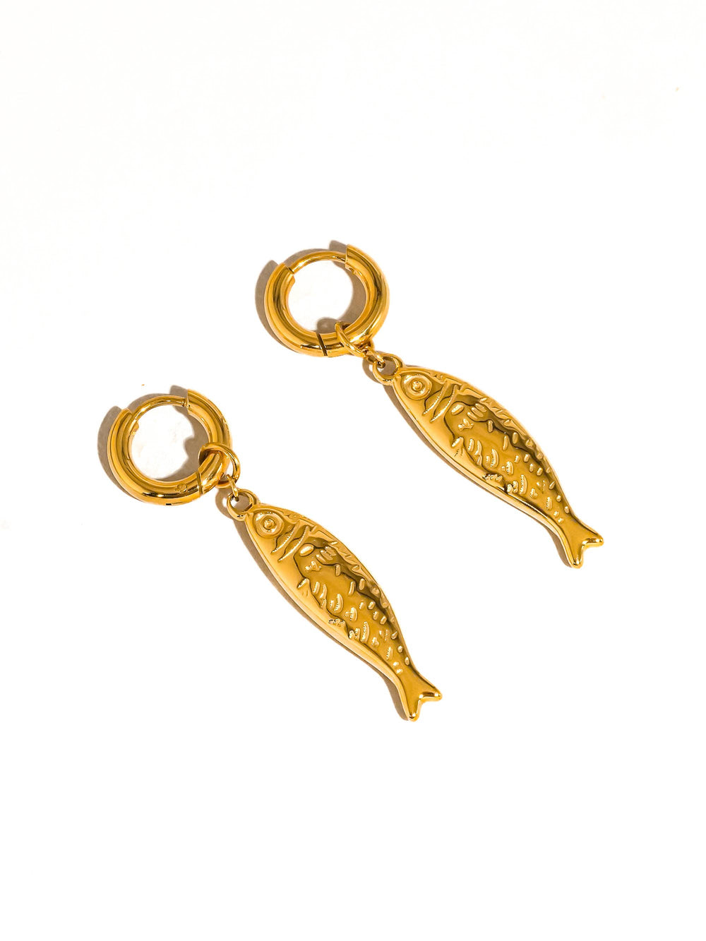 Nibe 18K Gold Non-Tarnish Fish Hoop Earring-Blue Hand Home