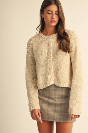 5261ik Textured Button Front Knit Cardigan Sweater