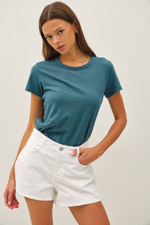 New Shade-Garment Dyed Cotton Slub Tee