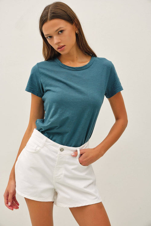 New Shade-Garment Dyed Cotton Slub Tee