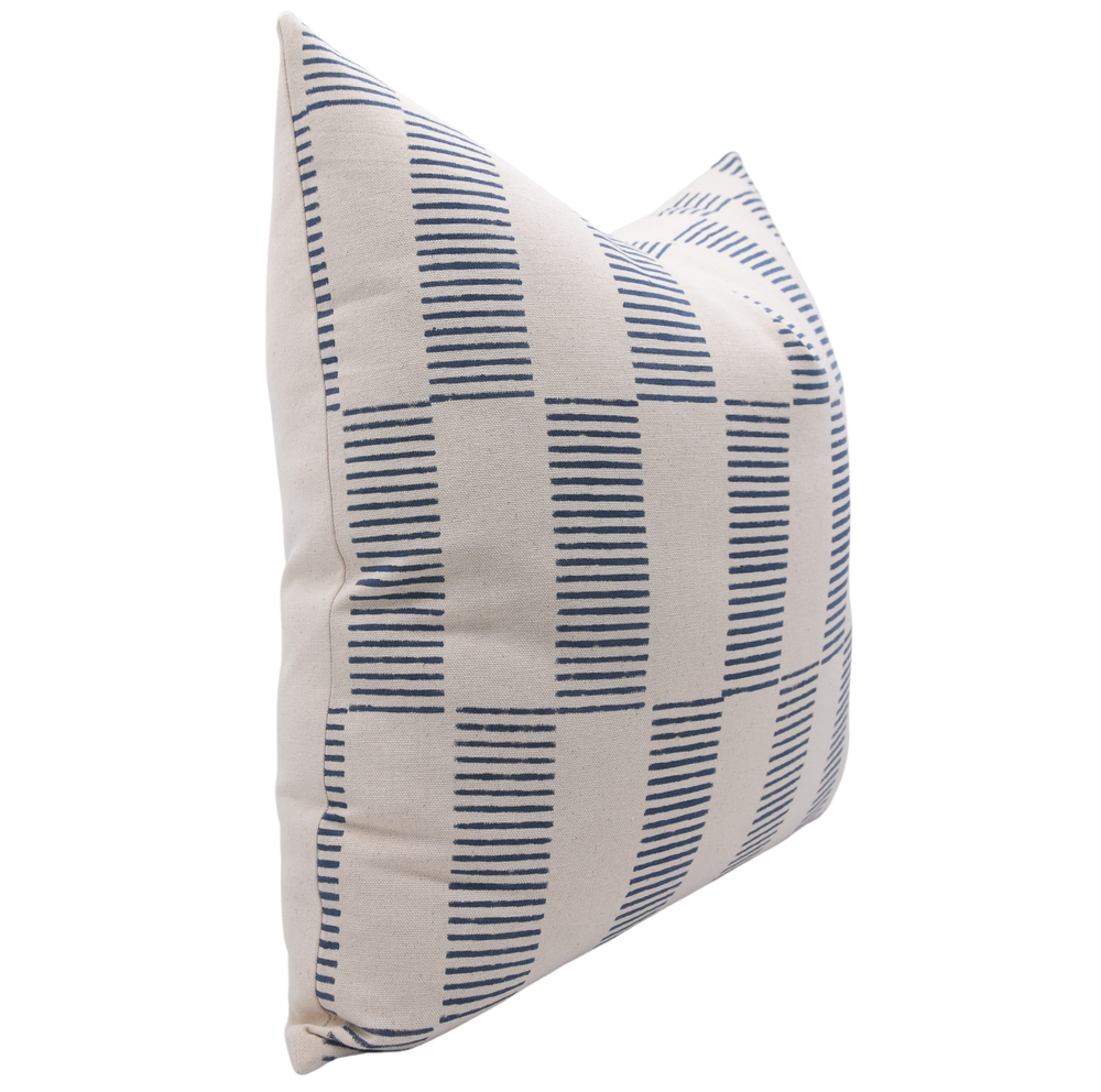 Indian Block Design Duck Canvas Pillow Cover - Zig-Zag-Blue Hand Home