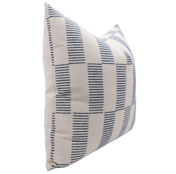 Indian Block Design Duck Canvas Pillow Cover - Zig-Zag-Blue Hand Home