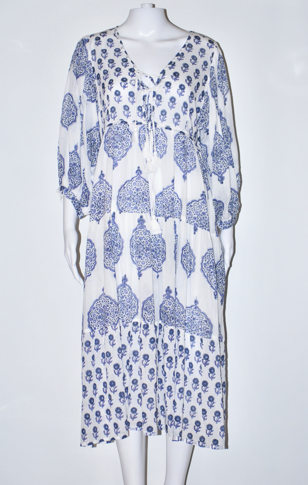 Mylah Midi Dress - Grey -Blue Hand Home
