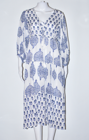 Mylah Midi Dress - Grey -Blue Hand Home