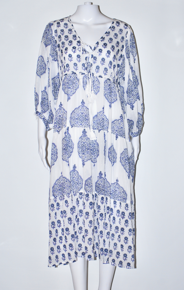 Mylah Midi Dress - Grey -Blue Hand Home