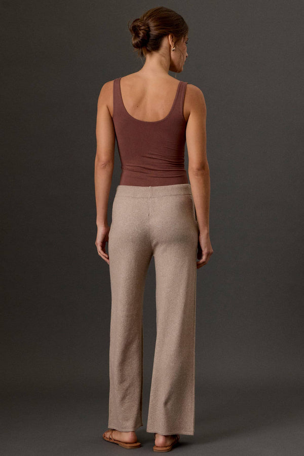 Ultra Soft Wide Leg Drawstring Heathered Sweater Pants