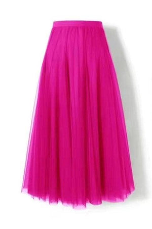 20 Colors Flowy Elastic Waist Tulle Pleated Skirt