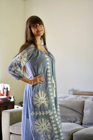 Elana Dress Sky Blue-Blue Hand Home