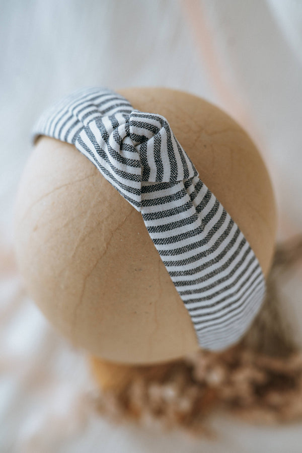 Nautical Blue & White Stripe Knot Headband | Women & Girls-Blue Hand Home