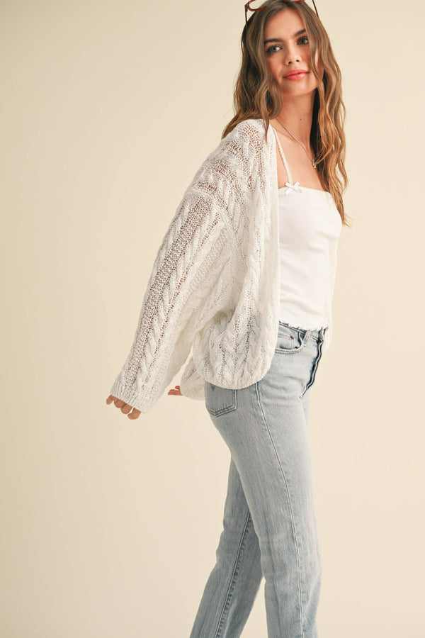 J4475 LIGHT WEIGHT CABLE KNITTED CARDIGAN-Blue Hand Home