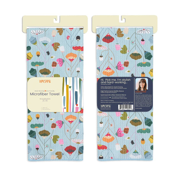 Floral Stems | Microfiber Kitchen Dish Towel-Blue Hand Home