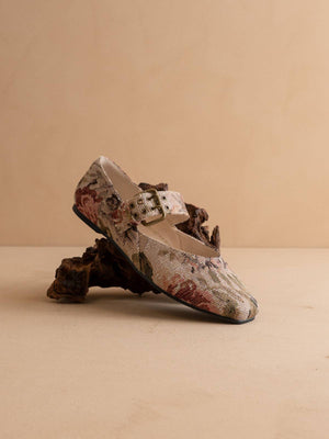 The Soho | Mauve Tapestry Ballet Fall Flat With Buckle