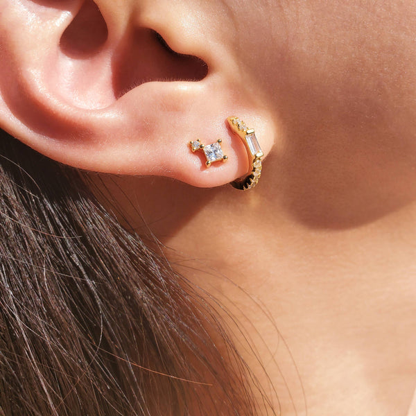 GEMSTONE BAGUETTE HOOPS - E-HT1003-Blue Hand Home