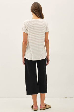 LINEN BLENDED STRIPED RELAXED TEE-Blue Hand Home