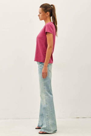 NEW COLOR-GARMENT DYED COTTON SLUB TEE-Blue Hand Home