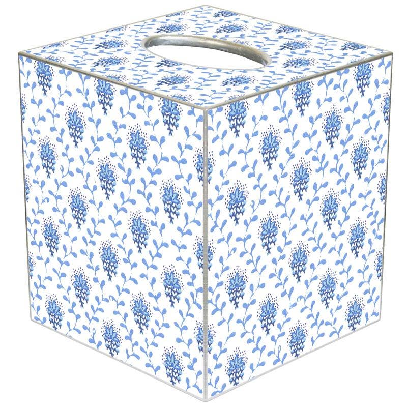TB468 Blue Provencial Print Tissue Box Cover-Blue Hand Home