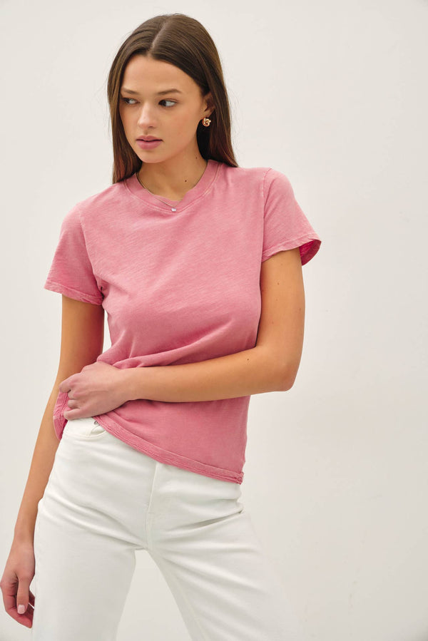 Classic Cut Acid Wash Cotton T-Shirt-Blue Hand Home