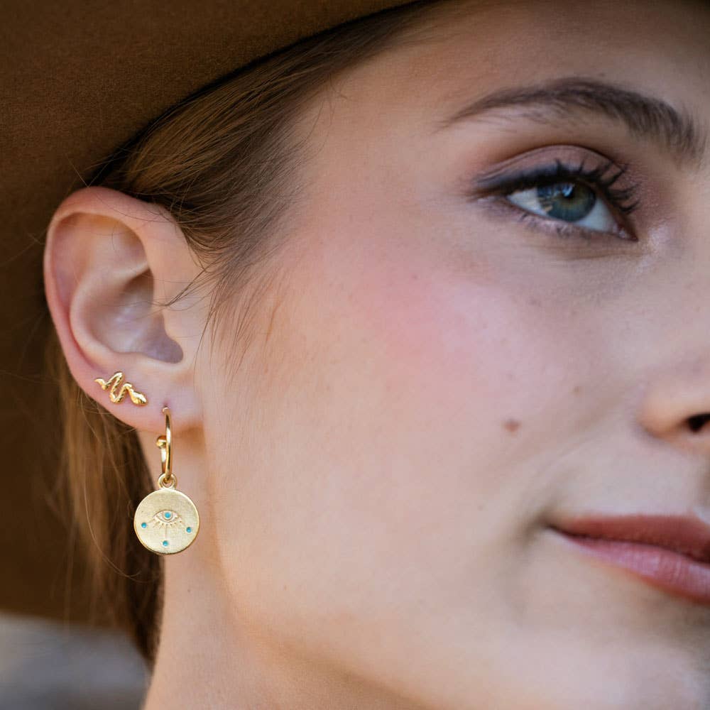 Teeny Tiny Serpent Studs Earrings-Blue Hand Home