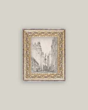New York Sketch Framed Antique Art-Blue Hand Home